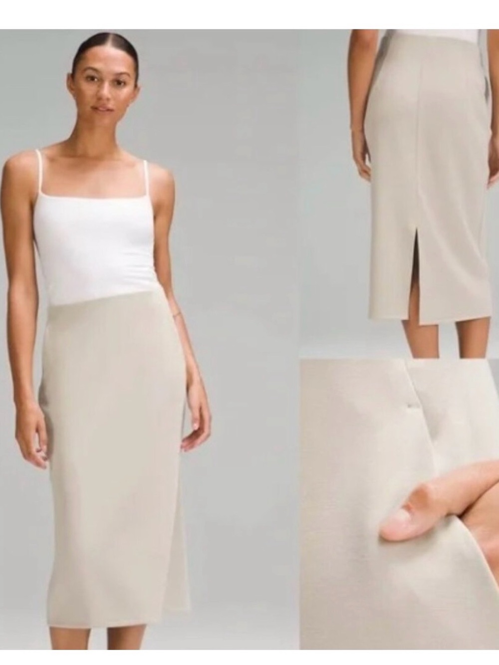 Lululemon Athletica Softstreme High-Rise Midi Skirt Pockets Vent Mojave Tan 0